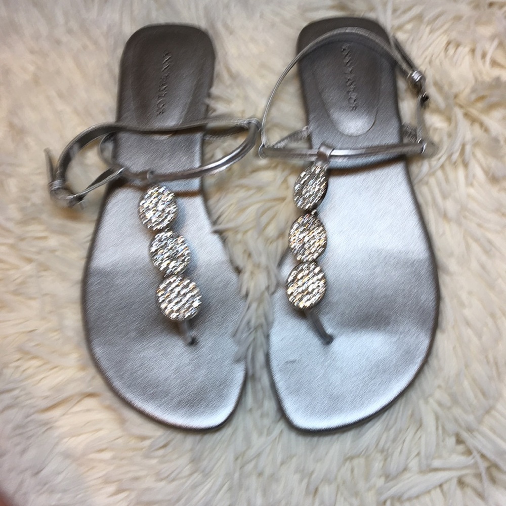 Silver bling flip flops